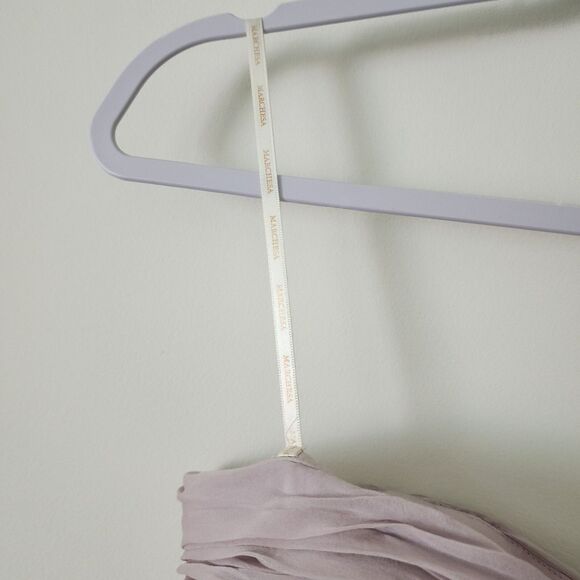 Marchesa Notte Womens Strapless Evening Dress Mauve Chiffon Asymmetric **FLAWS** - Picture 4 of 16